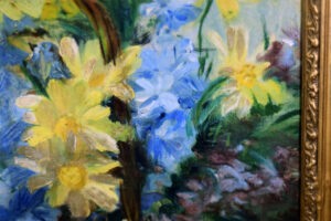 Close-up of shadows on flowers in Jeanne Amen's painting.