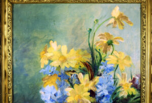 Close-up of flower contours in Jeanne Amen's painting.