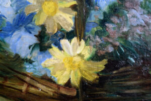 Close-up of the brushstrokes in Jeanne Amen's painting.