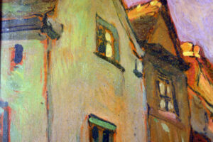 Close-up view of a house in Robert Antoine Pinchon’s painting.